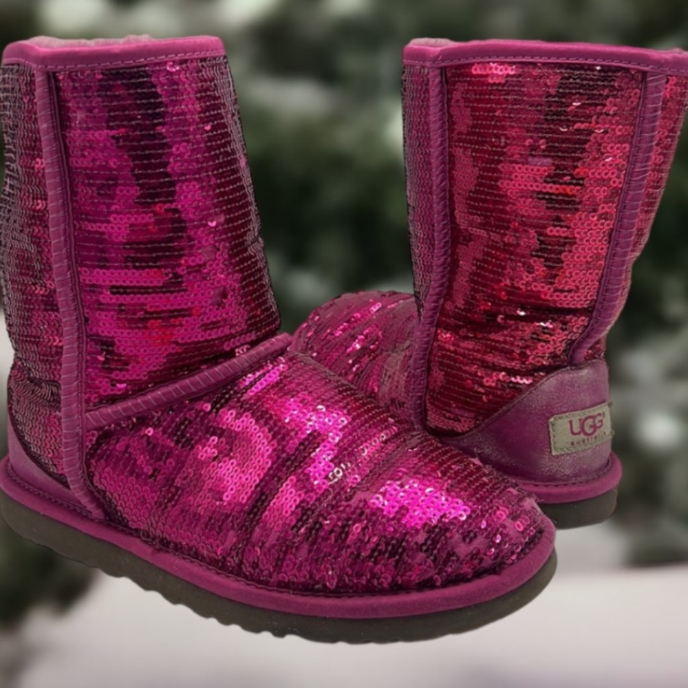Ugg Classic Short Hot Pink Sequins Boots - image 1